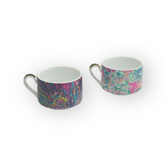 Lilly Pulitzer ❤︎︎ Stackable Tea Cups Coffee Mugs Set of 2 ❤︎︎ Being Happy Print - Picture 6 of 16
